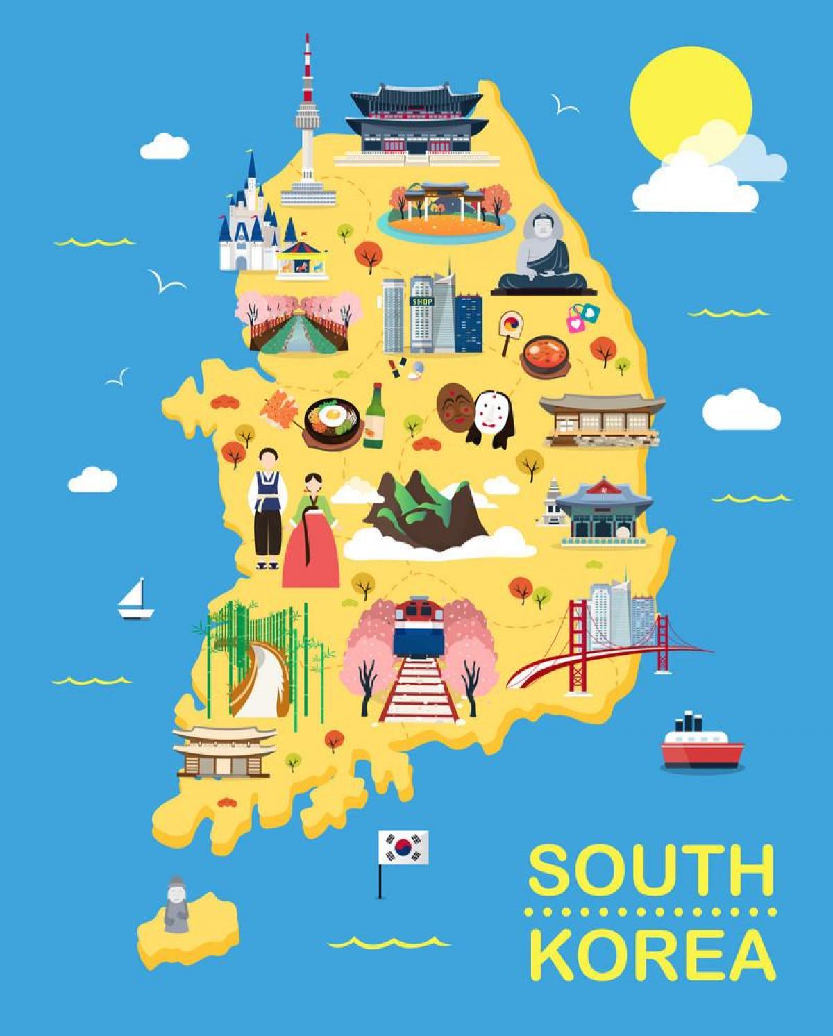 Korea Południowa (ROK) mapa atrakcji turystycznych