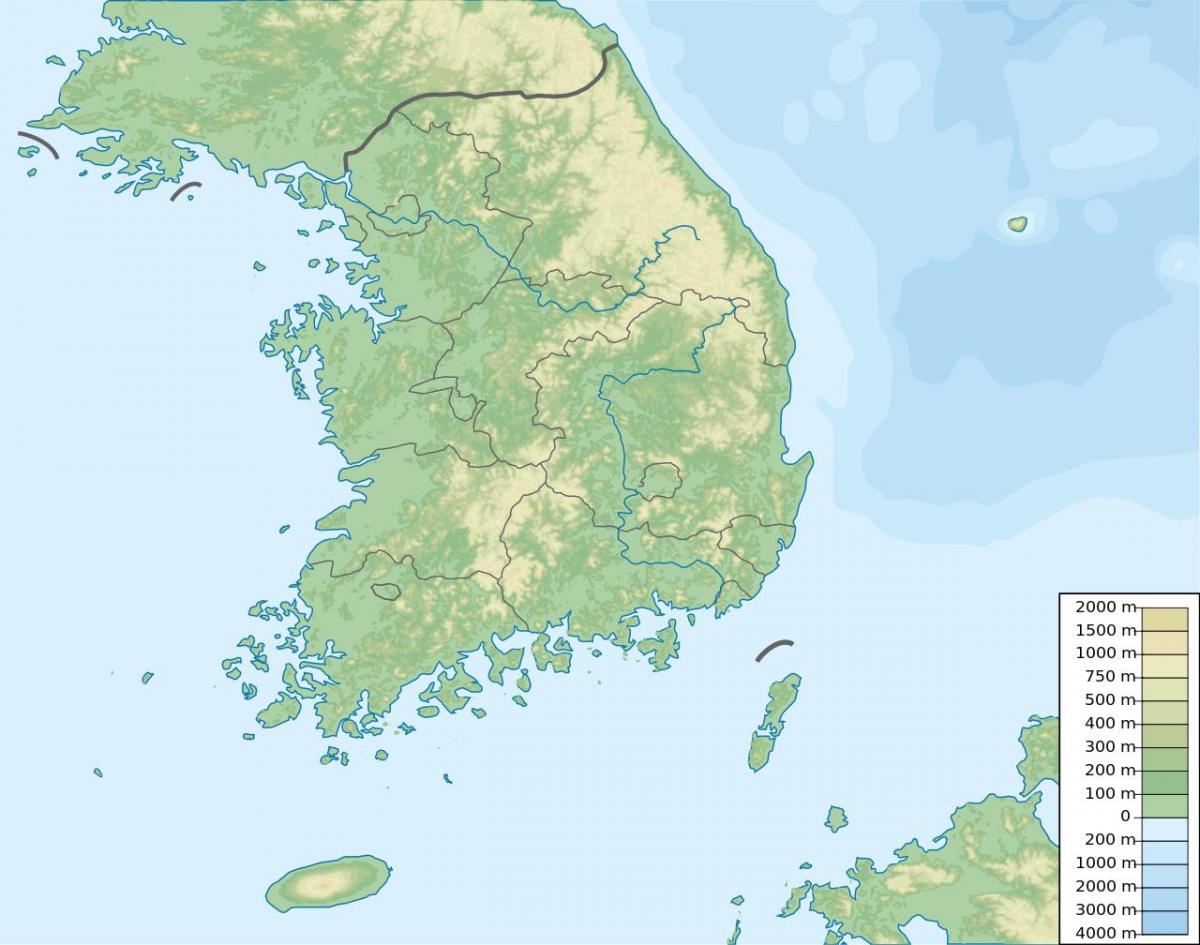 Mapa ukształtowania terenu Korei Południowej (ROK)