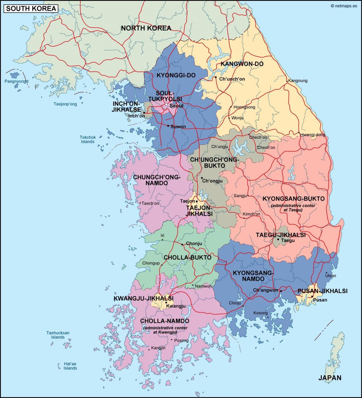 Mapa administracyjna Korei Południowej (ROK)