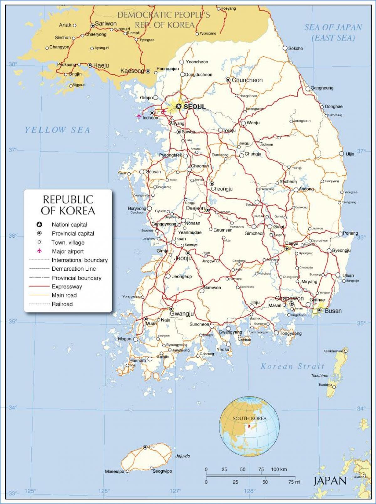 Mapa kraju Korea Południowa (ROK)