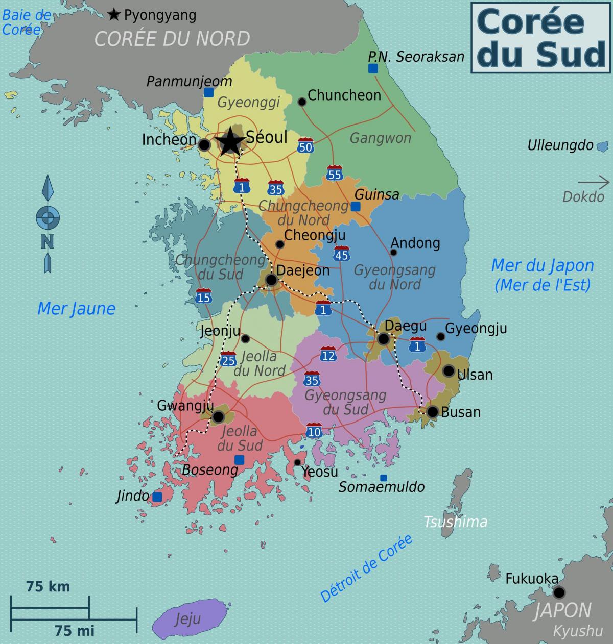Mapa obszarów Korei Południowej (ROK)