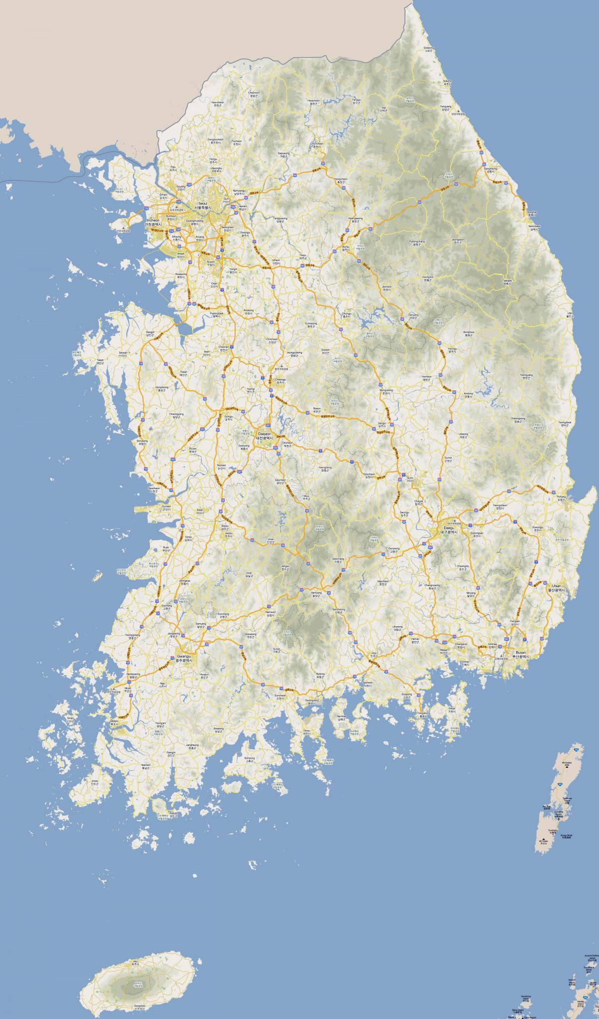 Mapa autostrad Korei Południowej (ROK)